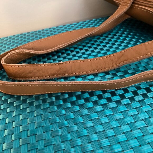 Zippered Leather Camel Color Tote Bag by JM New York - Picture 10 of 16